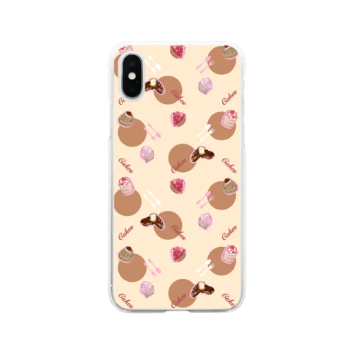 Cakes-ライトブラウン Soft Clear Smartphone Case