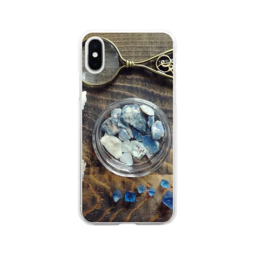 青い鉱物すきのための色々 Soft Clear Smartphone Case