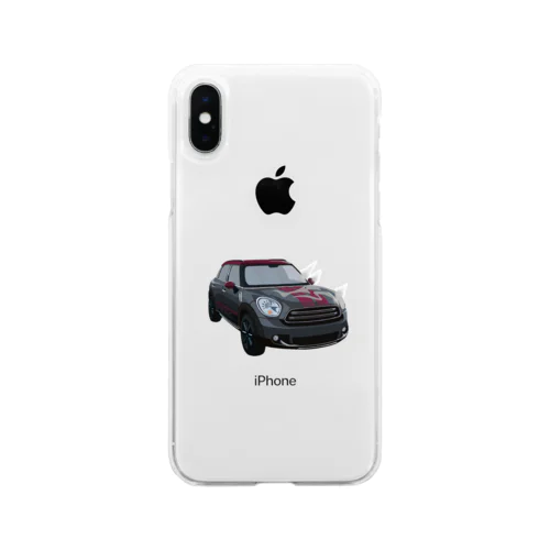 かっこいいレトロな灰色の車S号（背景なし） Soft Clear Smartphone Case