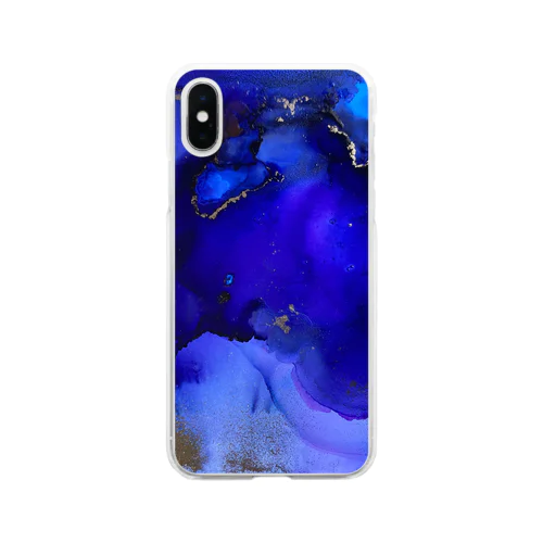 波と天然石 Soft Clear Smartphone Case