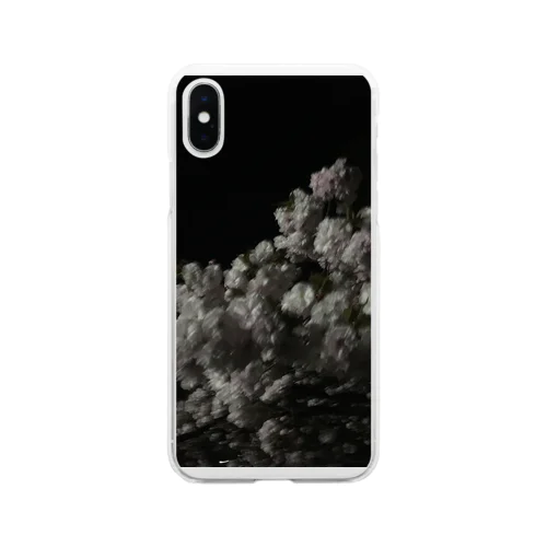 モノクロ桜 Soft Clear Smartphone Case