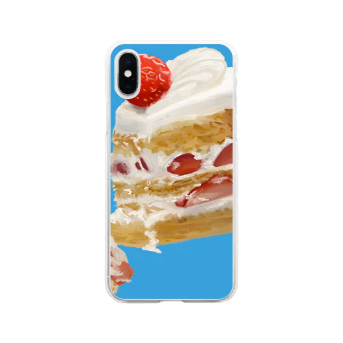 食べかけのショートケーキ🍰 Soft Clear Smartphone Case