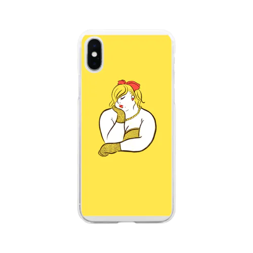 考える×ぽっちゃりさん Soft Clear Smartphone Case