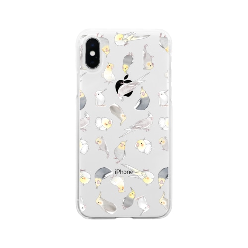 たっぷりオカメインコちゃん【まめるりはことり】 Soft Clear Smartphone Case