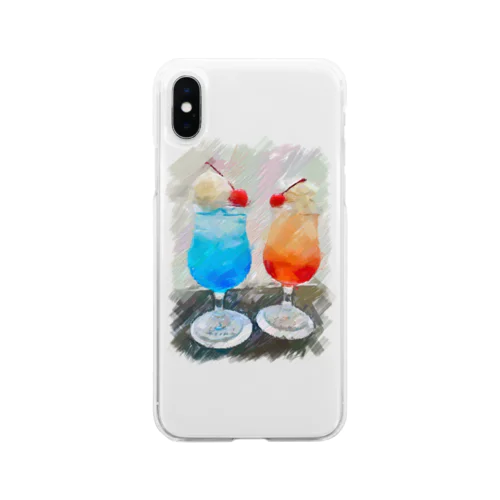 夏-クリームソーダ- Soft Clear Smartphone Case