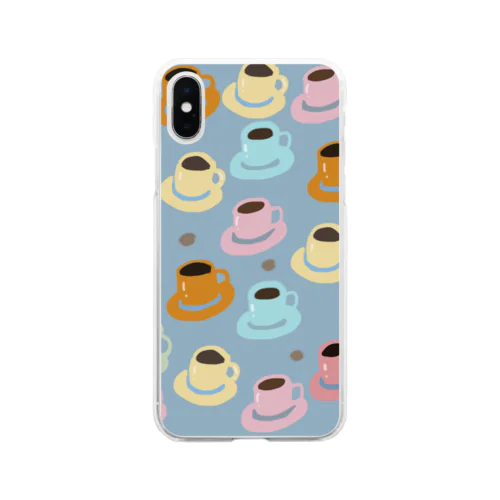 カラフル マグカップ ブルー Soft Clear Smartphone Case