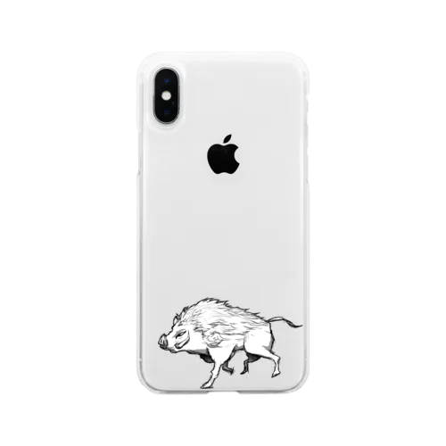 和風ー猪ー Soft Clear Smartphone Case