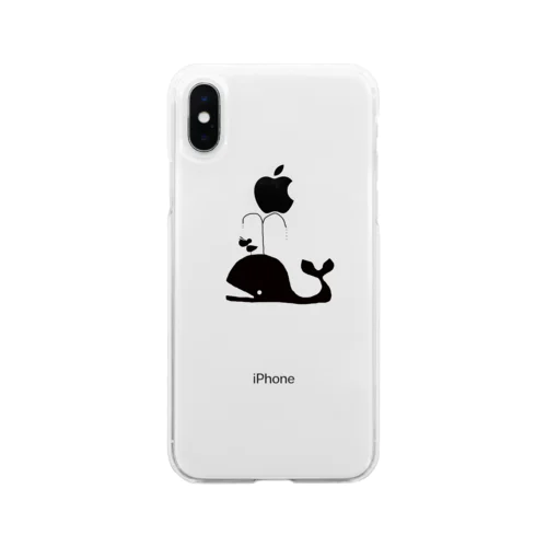 くじら　シャワー　ペリカン Soft Clear Smartphone Case