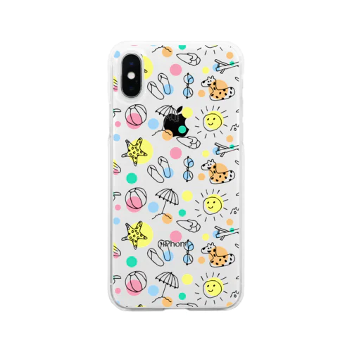 夏イラスト水玉 Soft Clear Smartphone Case