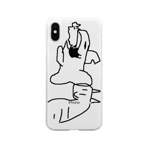 ねこを食べるペンギンをみるキリン Soft Clear Smartphone Case