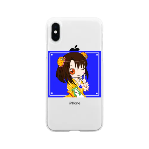 向日葵色の乙女🌻*blue Soft Clear Smartphone Case