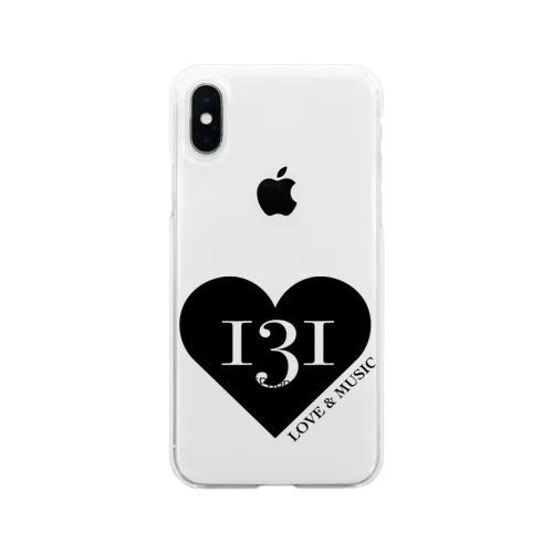 131ハート黒ロゴ Soft Clear Smartphone Case