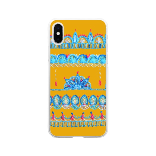 ナマステ刺繍 ✺ マスタード Soft Clear Smartphone Case