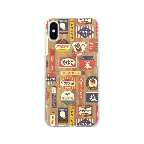 昭和レトロなホーロー看板スマホケース Soft Clear Smartphone Case