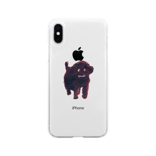 怒りの黒プードル Soft Clear Smartphone Case
