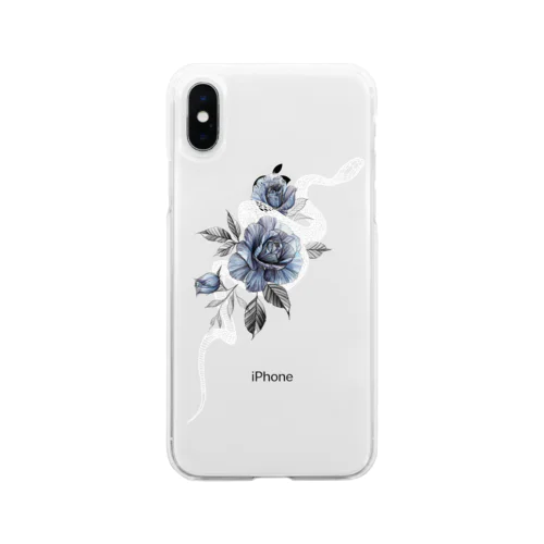 青薔薇と蛇 Soft Clear Smartphone Case