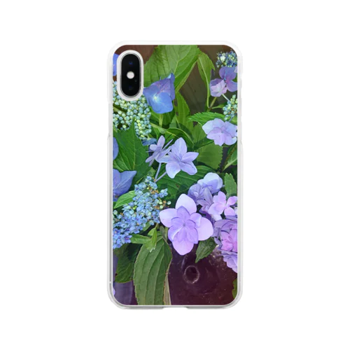 紫陽花（生花） Soft Clear Smartphone Case