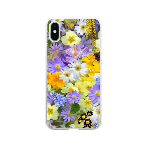 purple flower🌼 ソフトクリアスマホケース