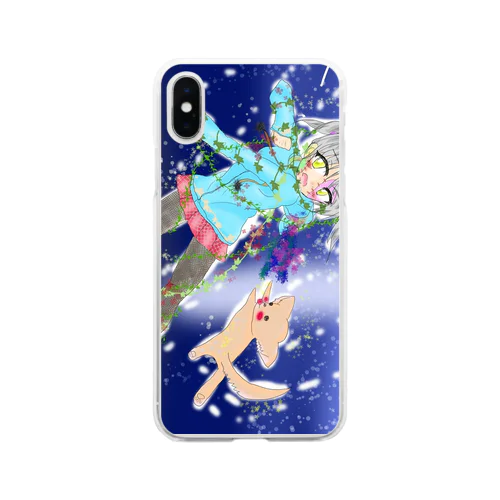 犬と女の子と星空 Soft Clear Smartphone Case