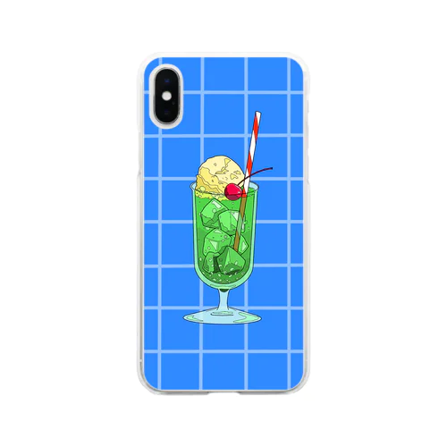 爽やかクリームソーダ Soft Clear Smartphone Case