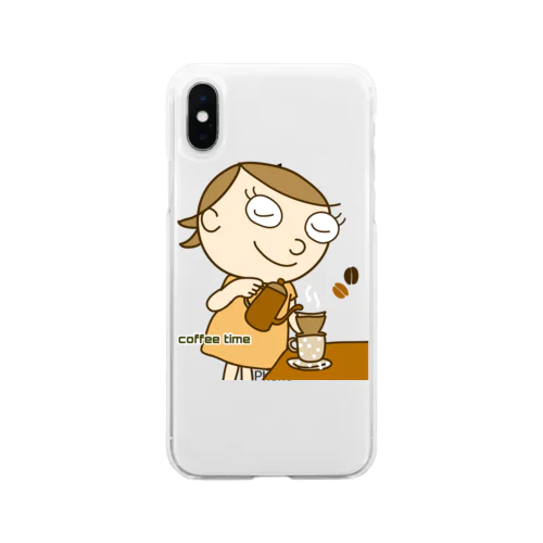 coffee time コーヒーカラー Soft Clear Smartphone Case