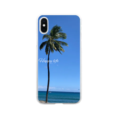 空と椰子の木🌴 Soft Clear Smartphone Case