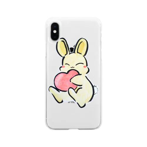 ふんわり子うさぎちゃんとハート Soft Clear Smartphone Case