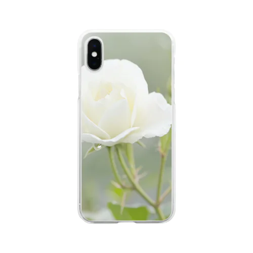 白い薔薇 Soft Clear Smartphone Case