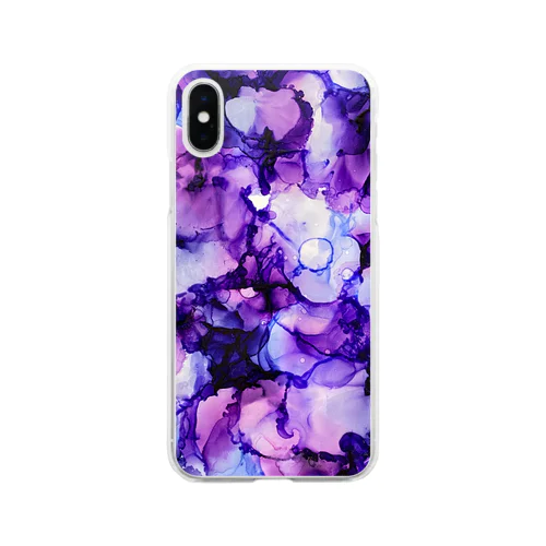 アルコールインクアート【魅惑の紫】 Soft Clear Smartphone Case