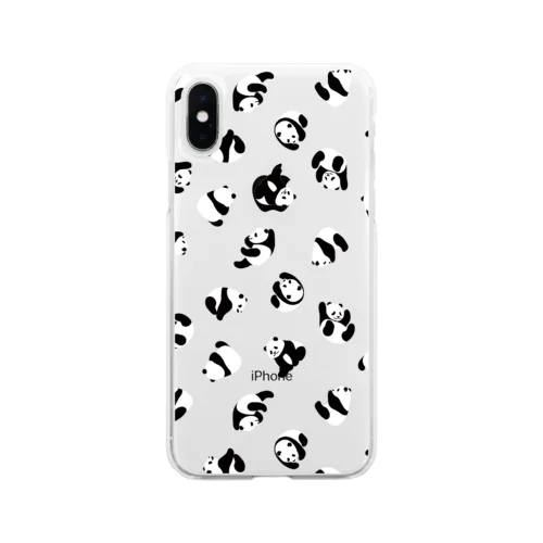 ころころパンダいっぱい（濃色iPhone用） Soft Clear Smartphone Case