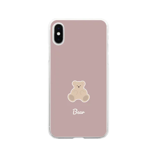 くすみ　ピンク　くまさん Soft Clear Smartphone Case