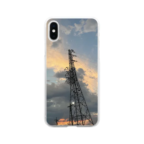 (セール中)Sunset over the tower Soft Clear Smartphone Case