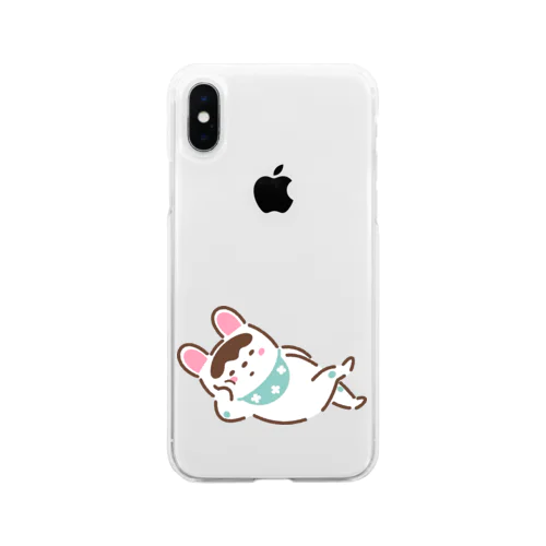 ごろ寝いぬはりこ Soft Clear Smartphone Case