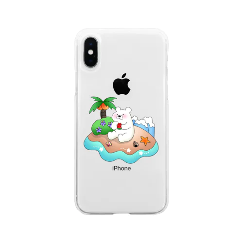 夏のシロクマ Soft Clear Smartphone Case