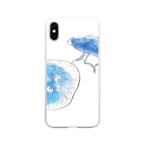 水彩くらげ Soft Clear Smartphone Case