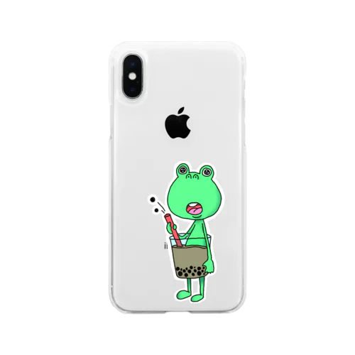 たぴ岡かえる君のスマホケース Soft Clear Smartphone Case