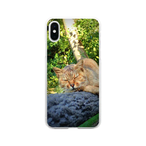 起こさないでください　　（猫） Soft Clear Smartphone Case