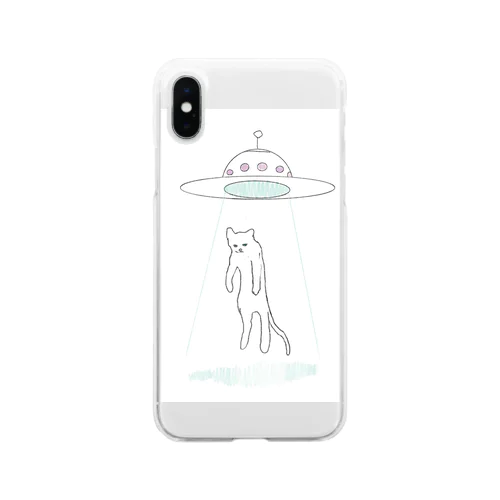UFOにさらわれる猫さん ソフトクリアスマホケース
