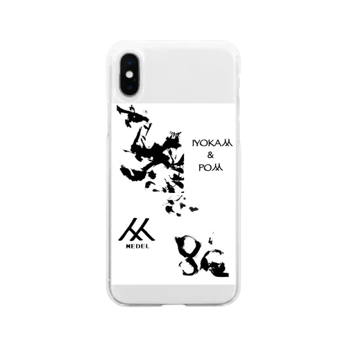 鳳凰とポン(墨絵ver.) Soft Clear Smartphone Case