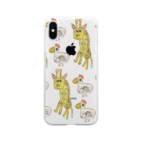 mayuきりん🦒とmayuコケコッコー🐔 Soft Clear Smartphone Case