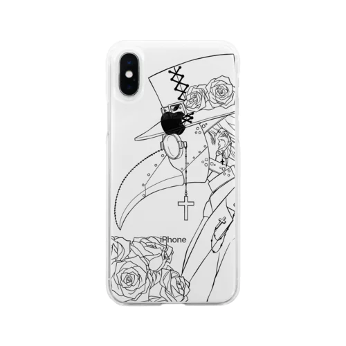 薔薇と十字架と特殊マスク Soft Clear Smartphone Case