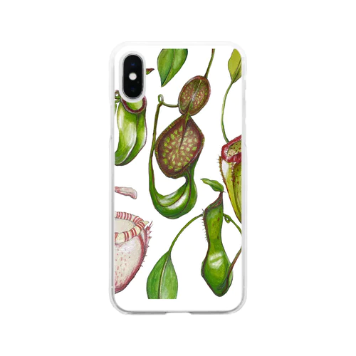 uovo 食虫植物がら Soft Clear Smartphone Case