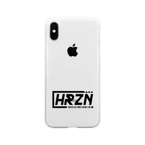 HRZNブラックバーコードロゴ Soft Clear Smartphone Case