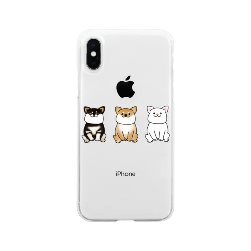 黒、茶、白柴犬 Soft Clear Smartphone Case