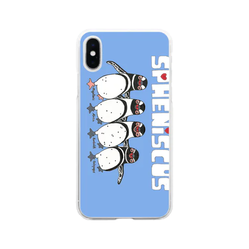 Spheniscusquartet blueversion💙 🐧 Soft Clear Smartphone Case