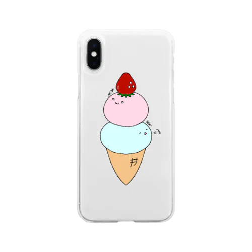 ふたごあいすぅ(文字あり) Soft Clear Smartphone Case