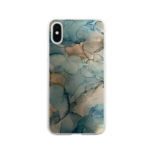 青系♡アルコールインクアート Soft Clear Smartphone Case