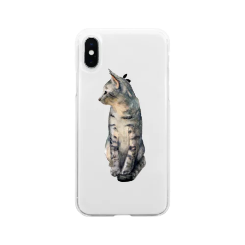 ちょこんと座る猫 Soft Clear Smartphone Case