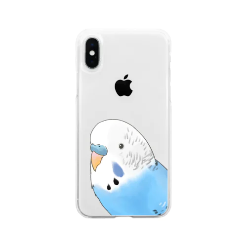 見つめるセキセイインコちゃん【まめるりはことり】 Soft Clear Smartphone Case