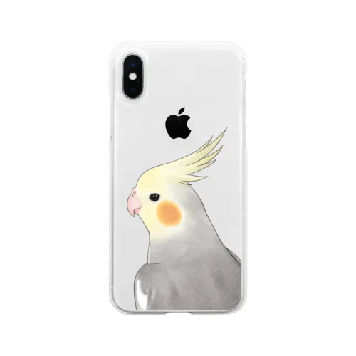 見つめるオカメインコちゃん【まめるりはことり】 Soft Clear Smartphone Case